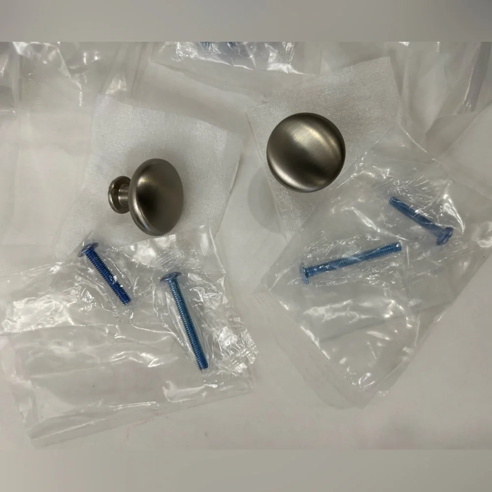 Set of 19 Brushed Nickel Drawer Pulls - Approx. 1in - 1.15in Diameter, 2 screws - Picture 2 of 8